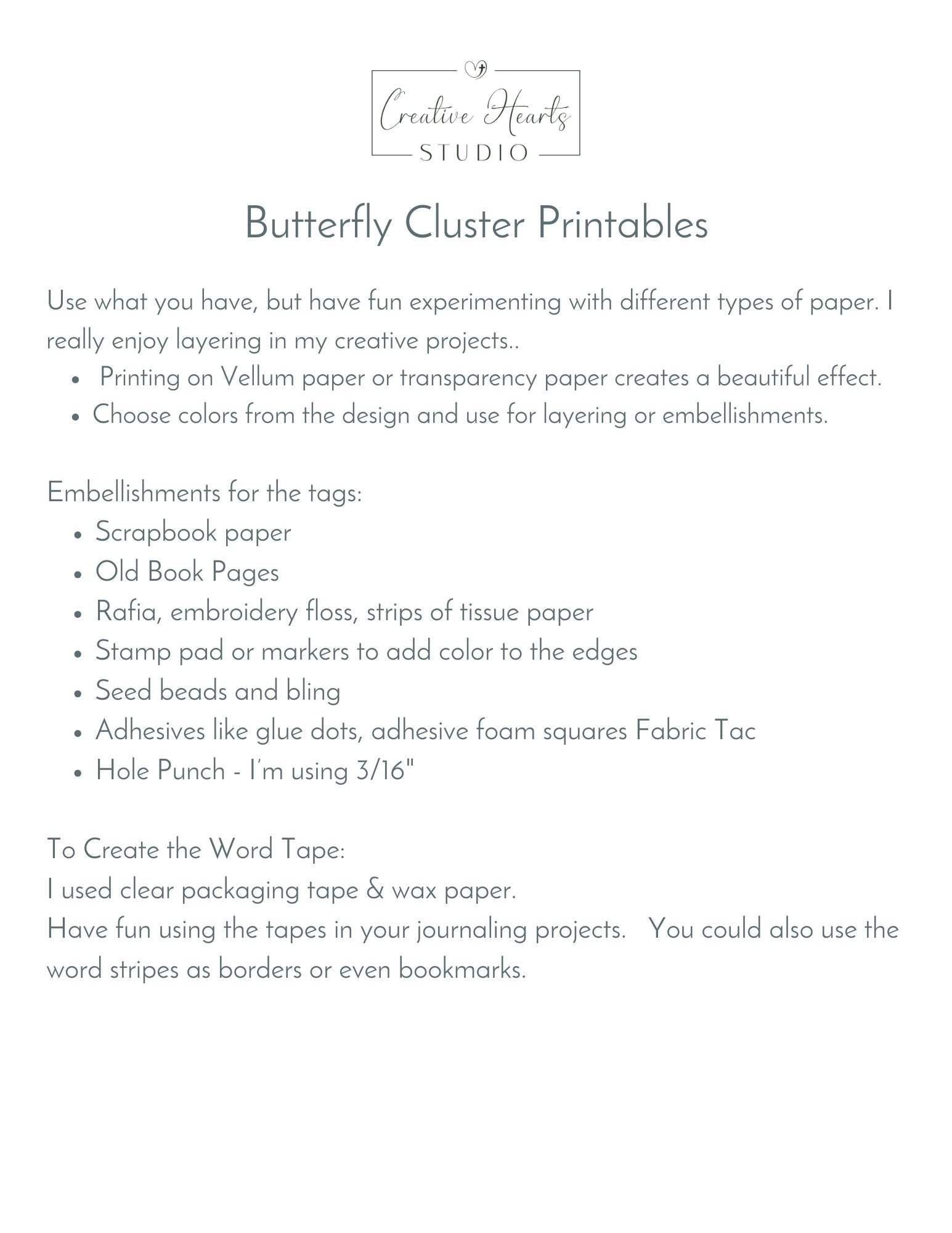 Butterfly Cluster Art Printables