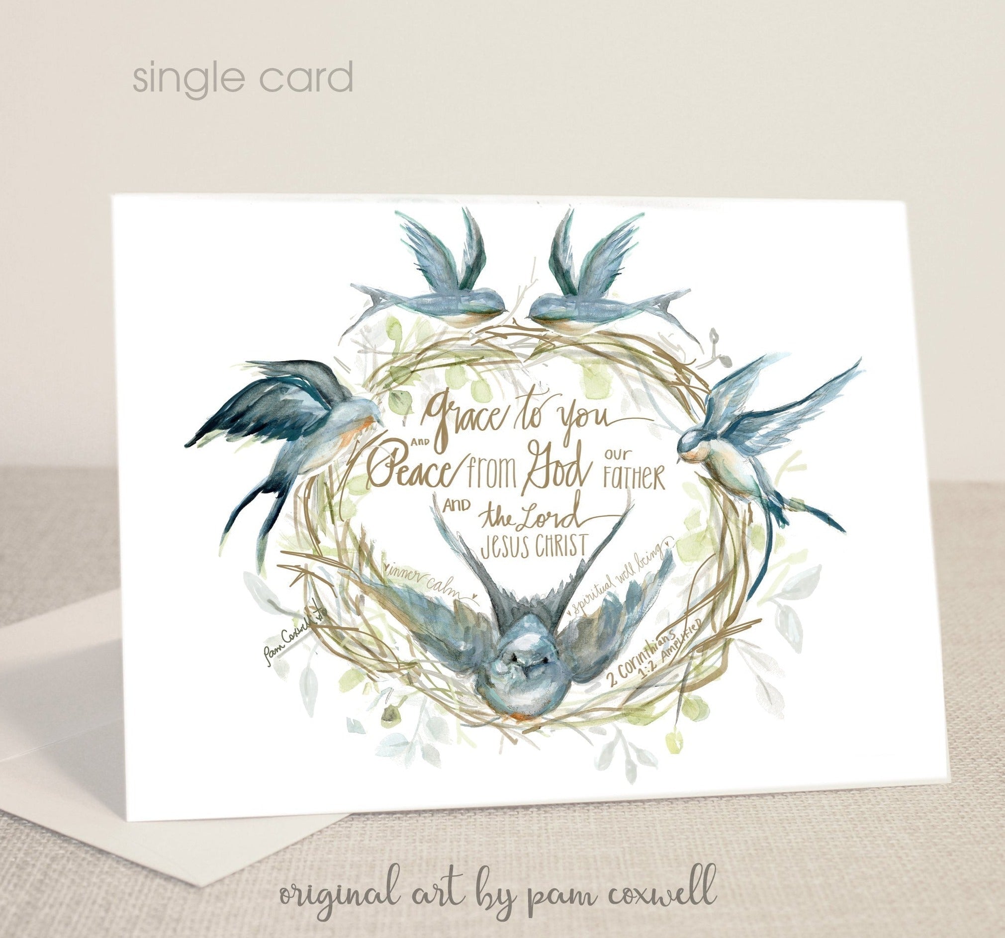 Swallow Wreath Notecards