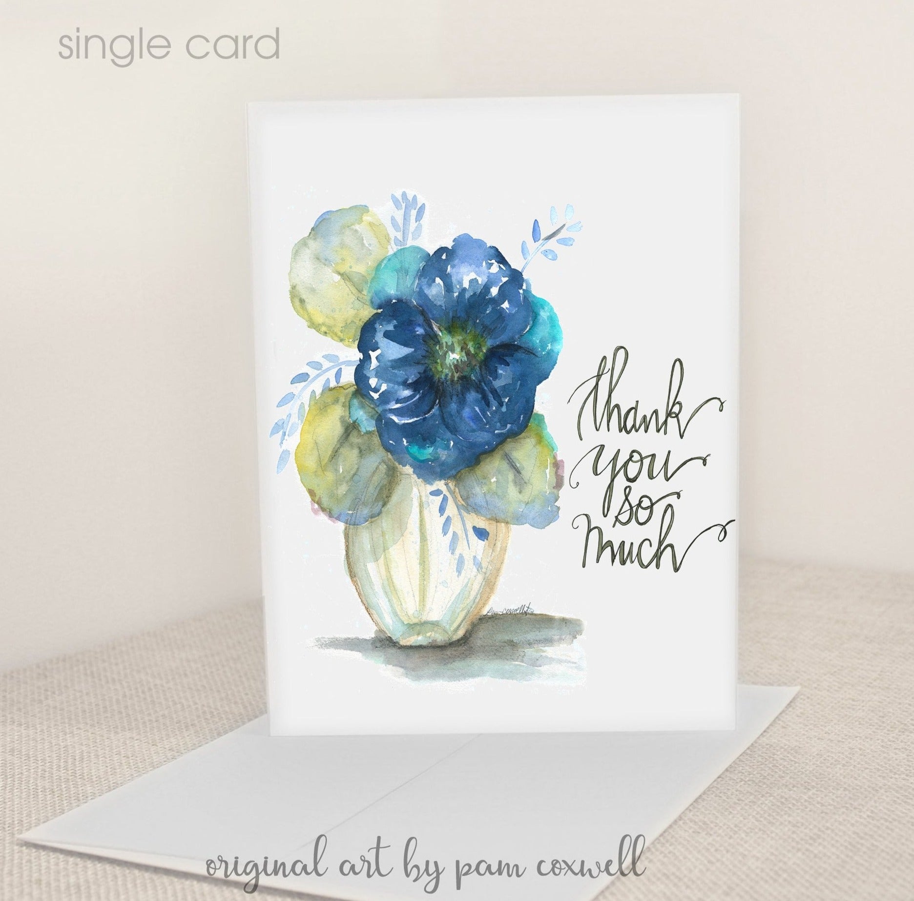 Blue Flower -  Thank You So Much - Notecards