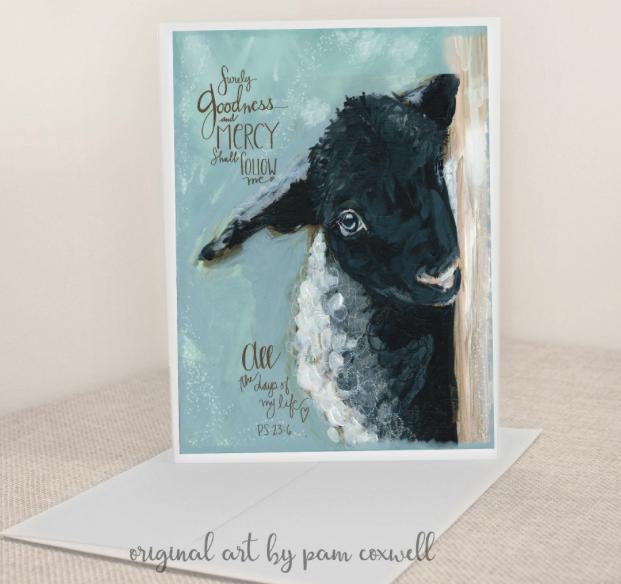 Psalm 23 Lamb painted by Pam Coxwell