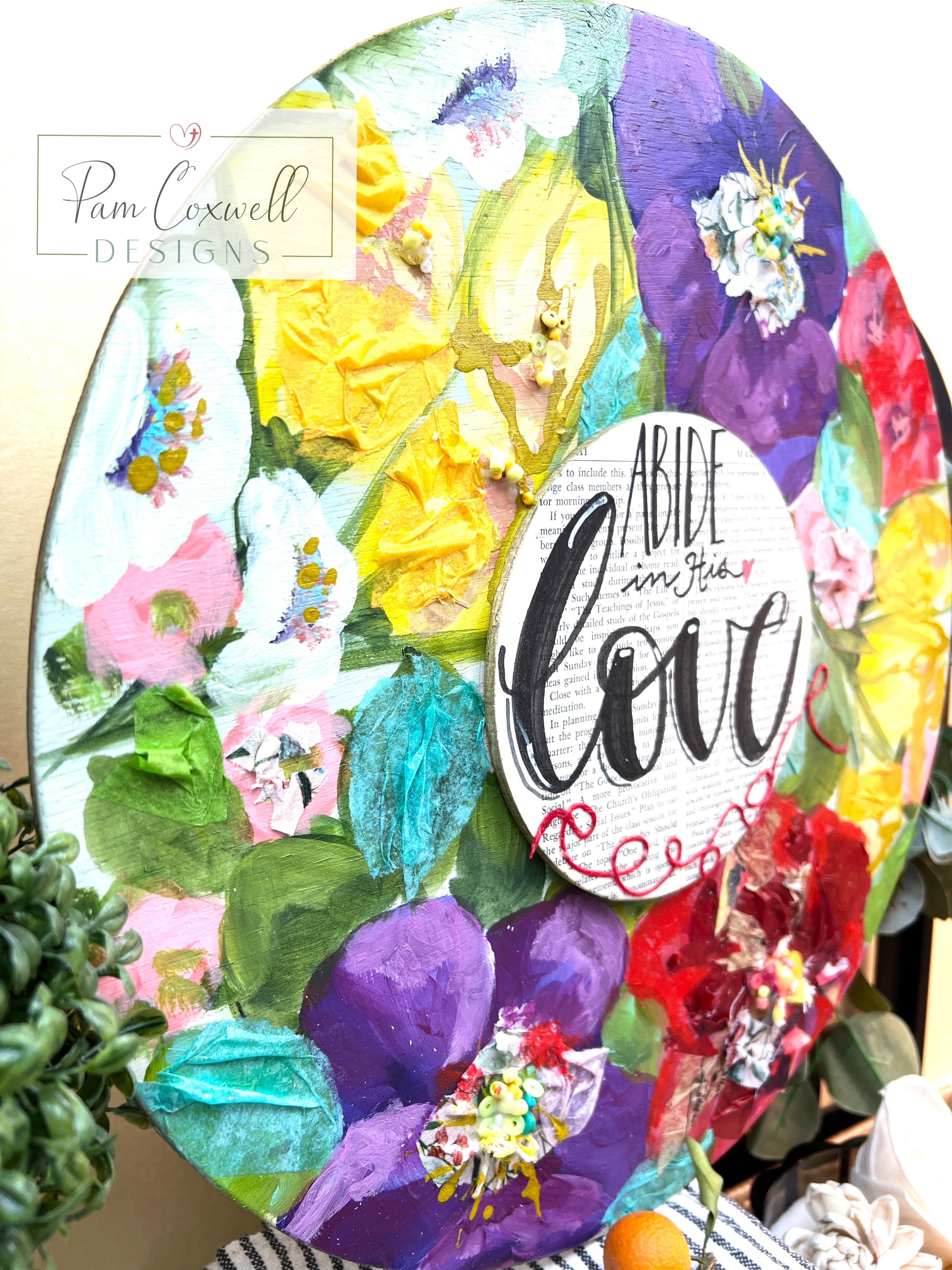 Mixed Media Kit - Painted Floral Abide in His Love Wreath -   John 15:9