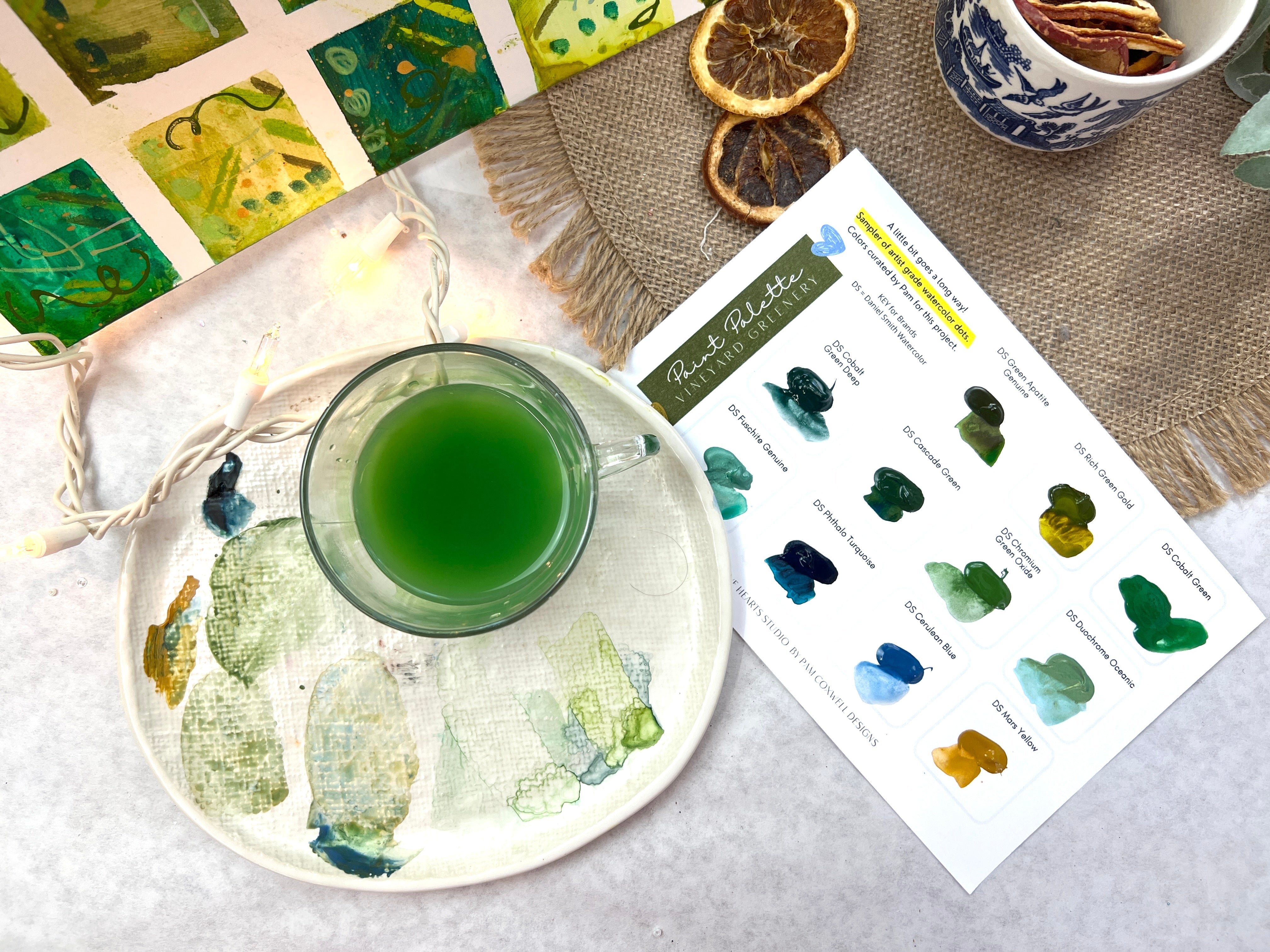 Vineyard Greenery- Paint Dot Palette