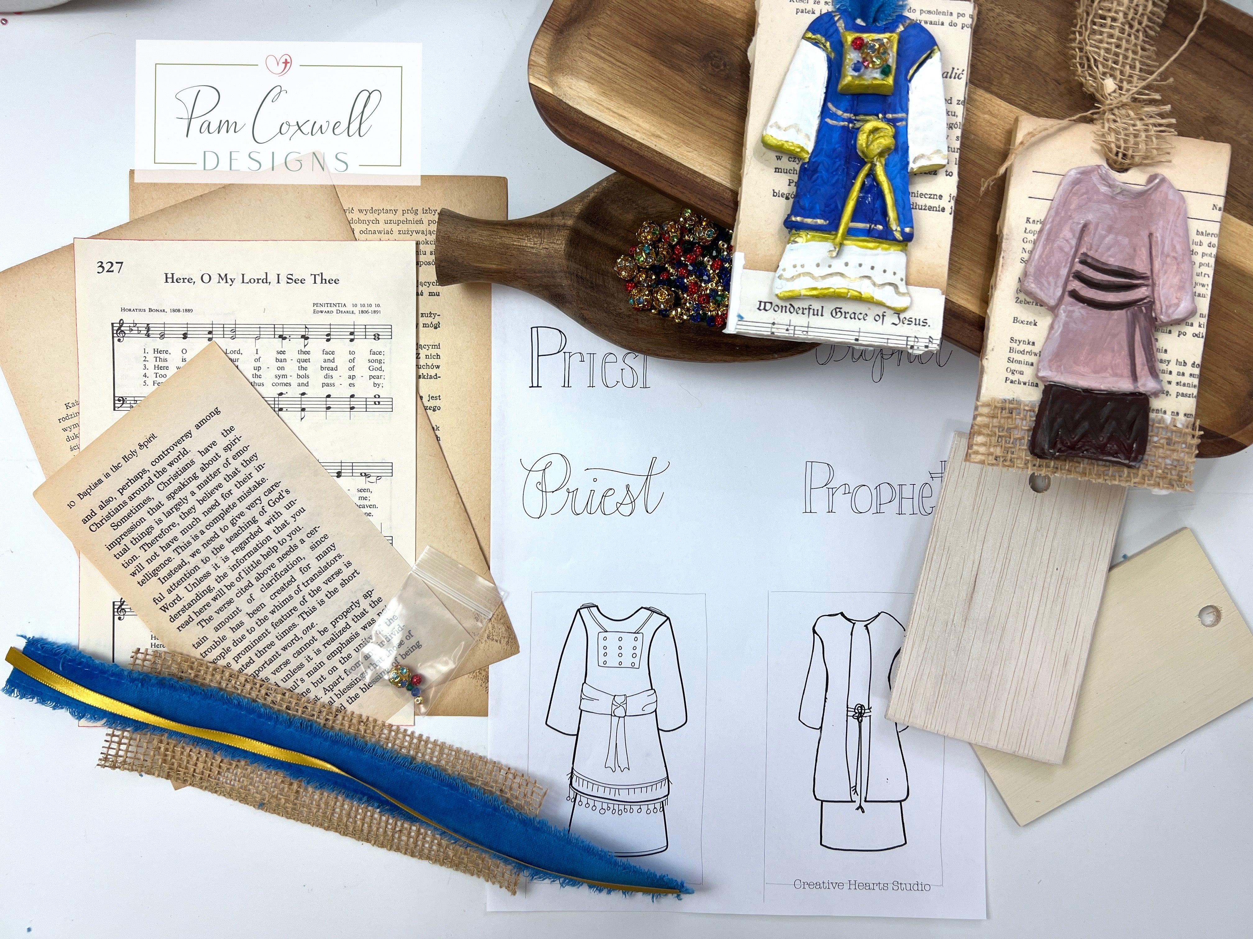 Pieces of the Priest and Prophet Project with completed samples.