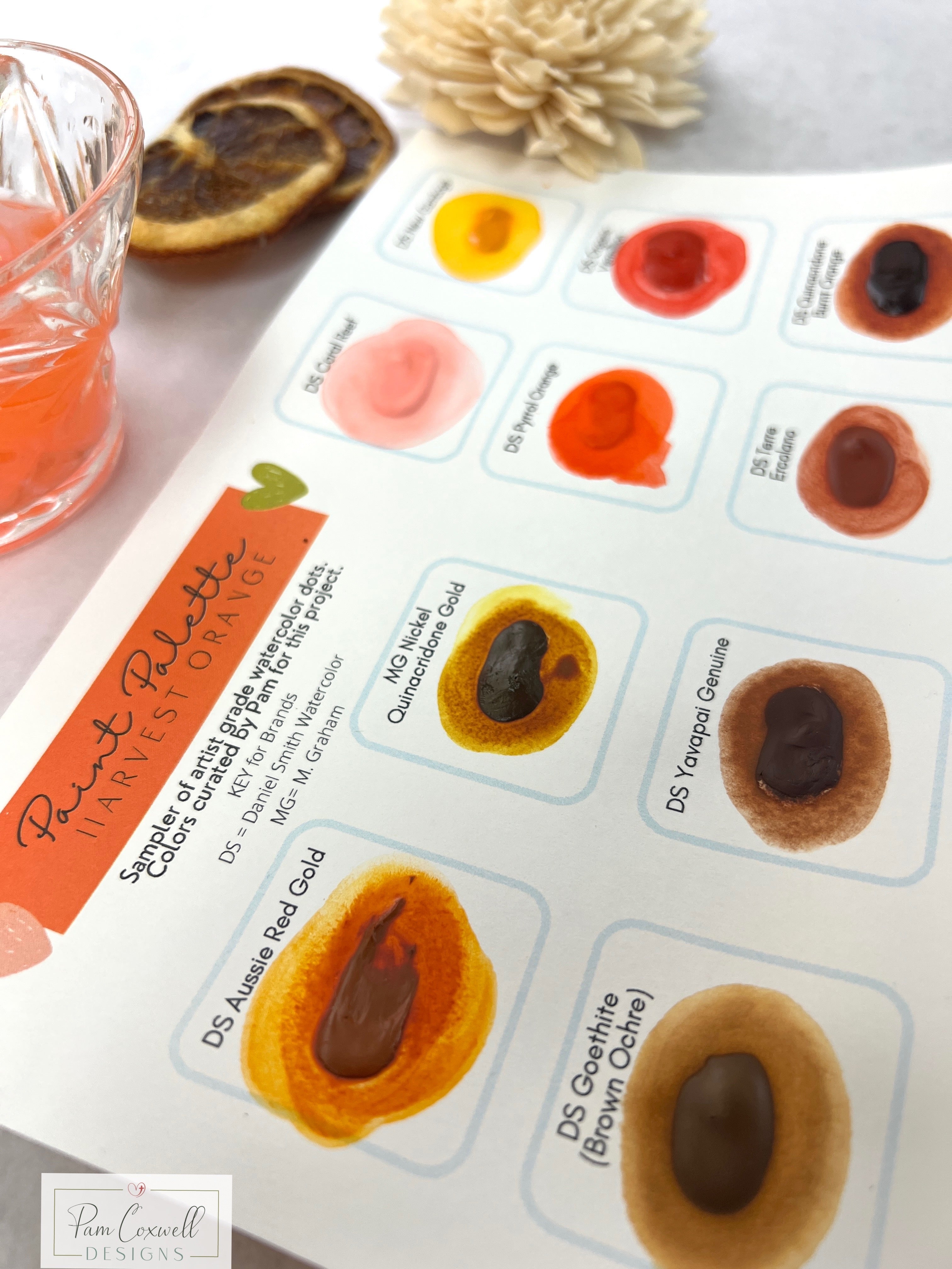 Harvest Orange Watercolor Paint Dot Sampler