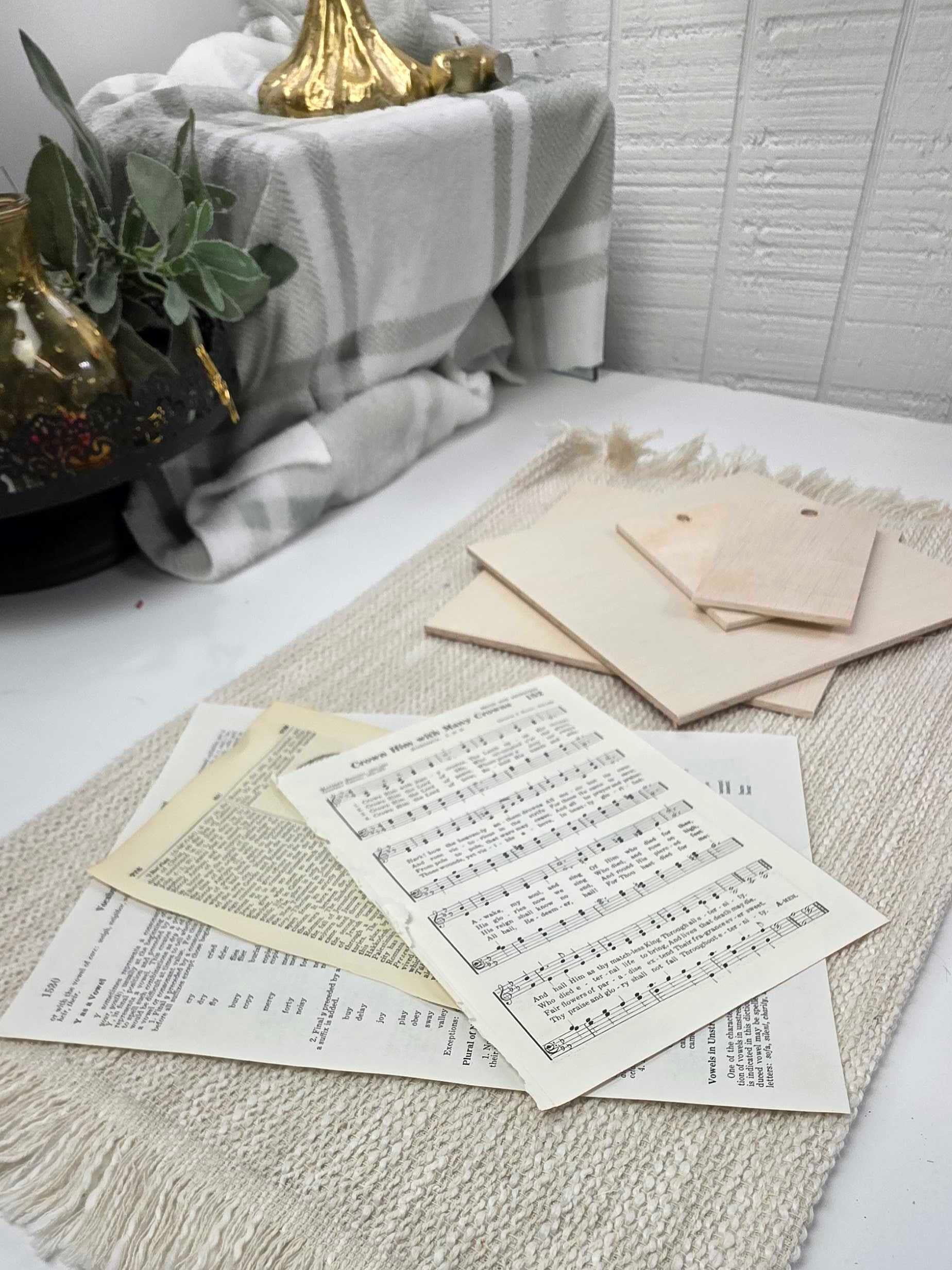 April 2026 Mixed Media Pieces-Wood Cutouts-Vintage Pages