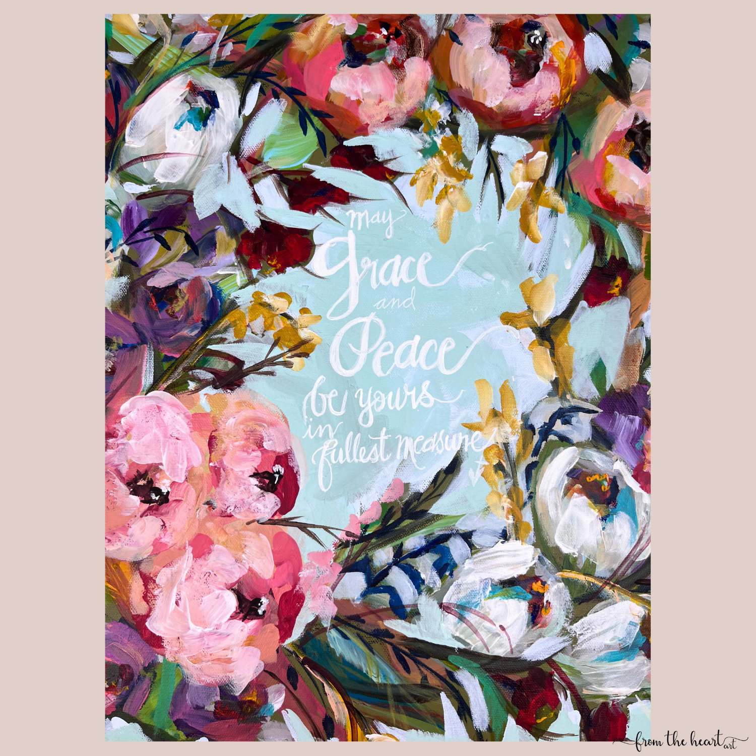 Blue Grace & Peace Wreath - Original Painting