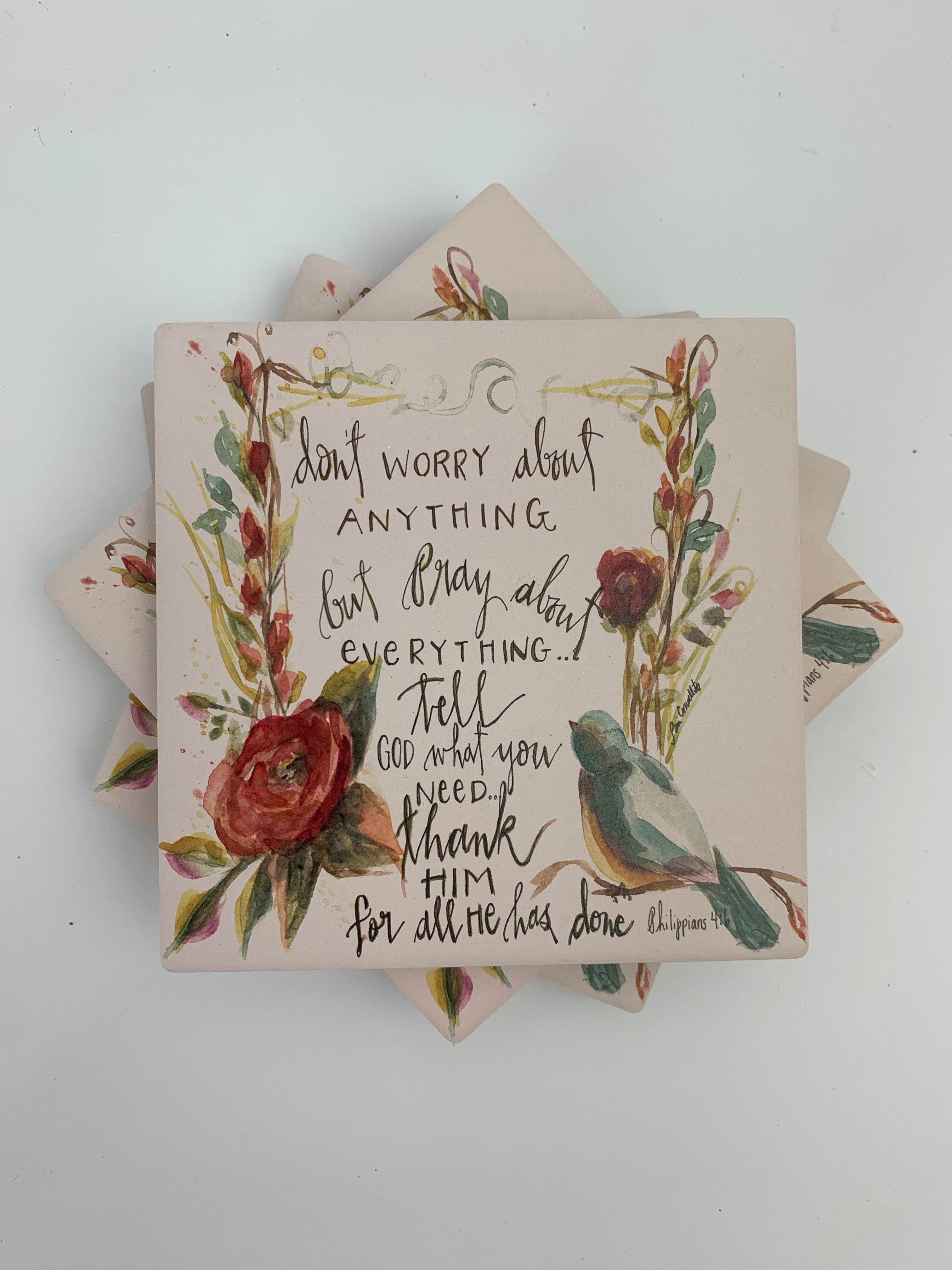 Don't Worry - Ceramic Coasters - Set of 4