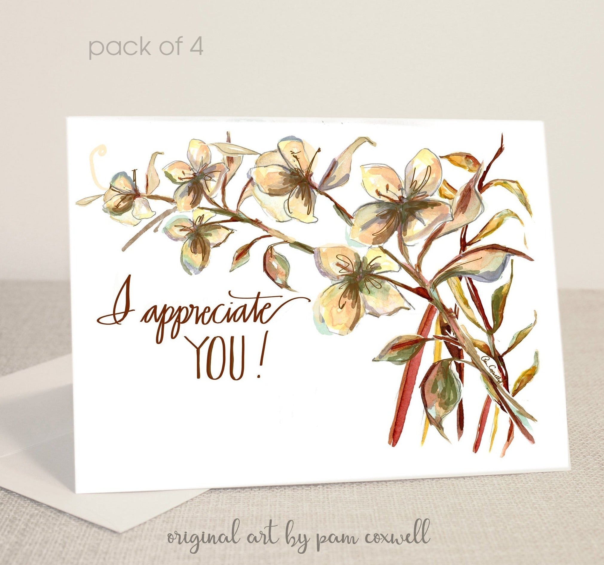 Floral - "I Appreciate You" - Notecards