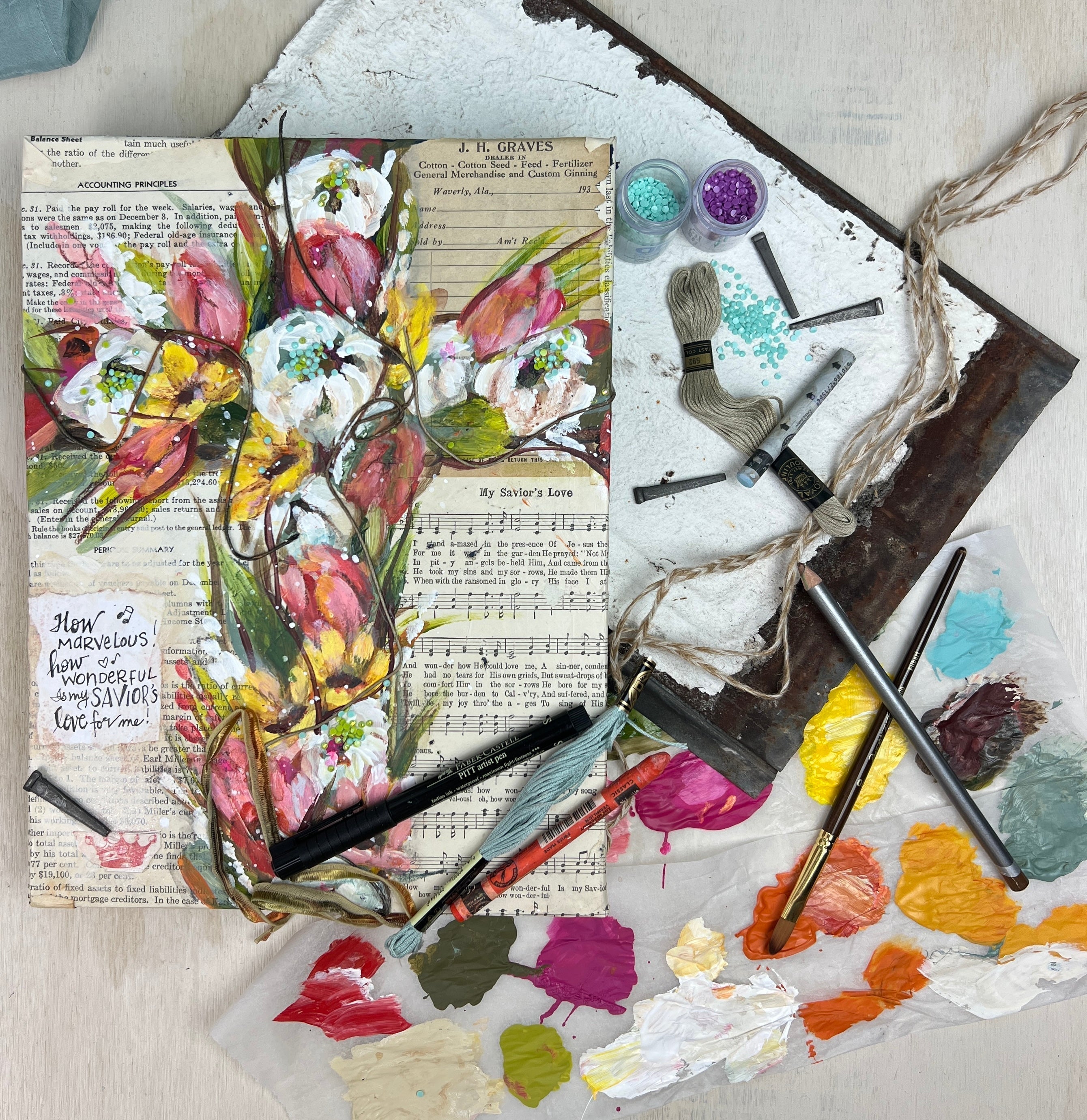 Mixed Media Floral Cross Painting Supply Kit!