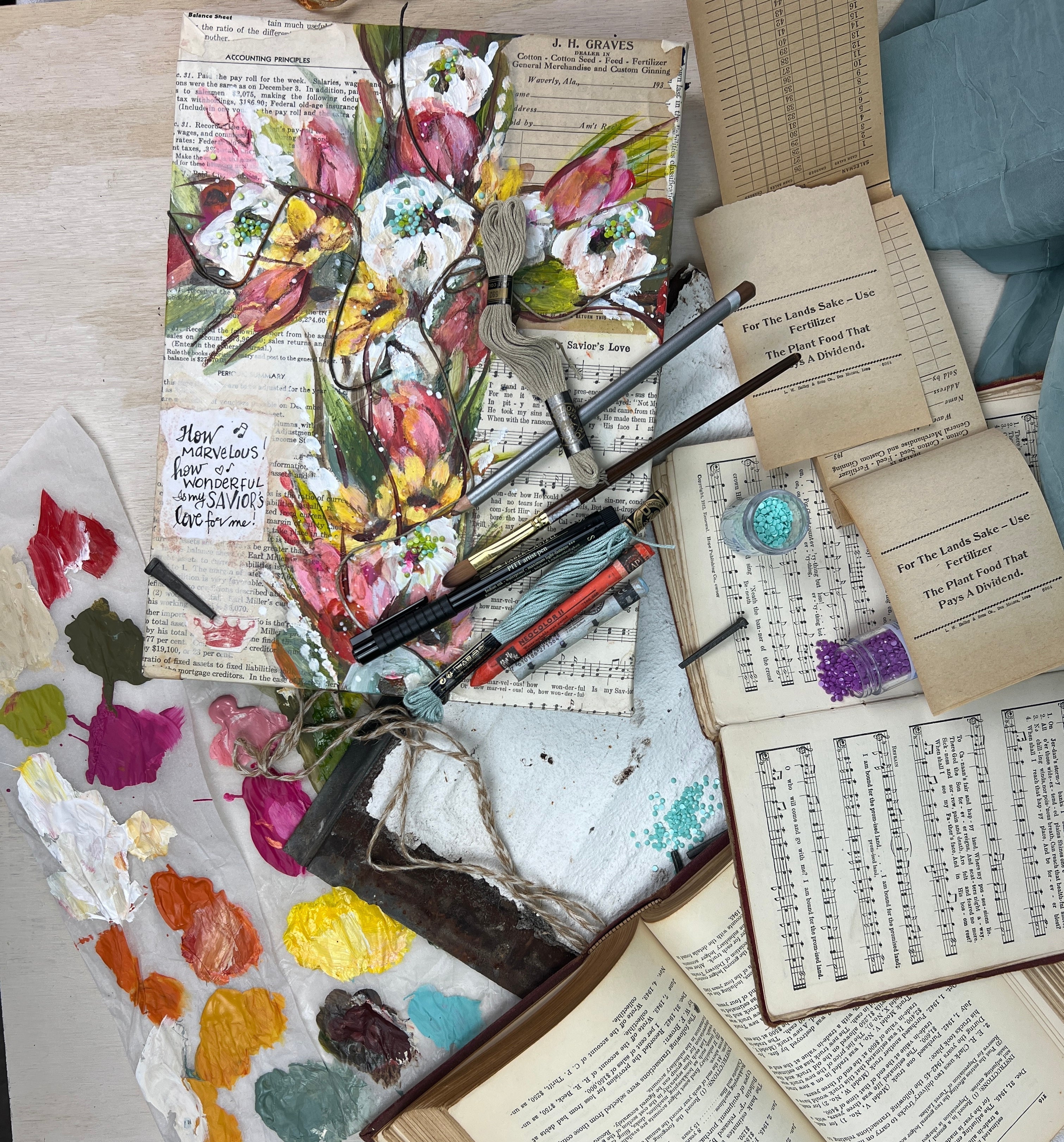 Mixed Media Floral Cross Painting Supply Kit!