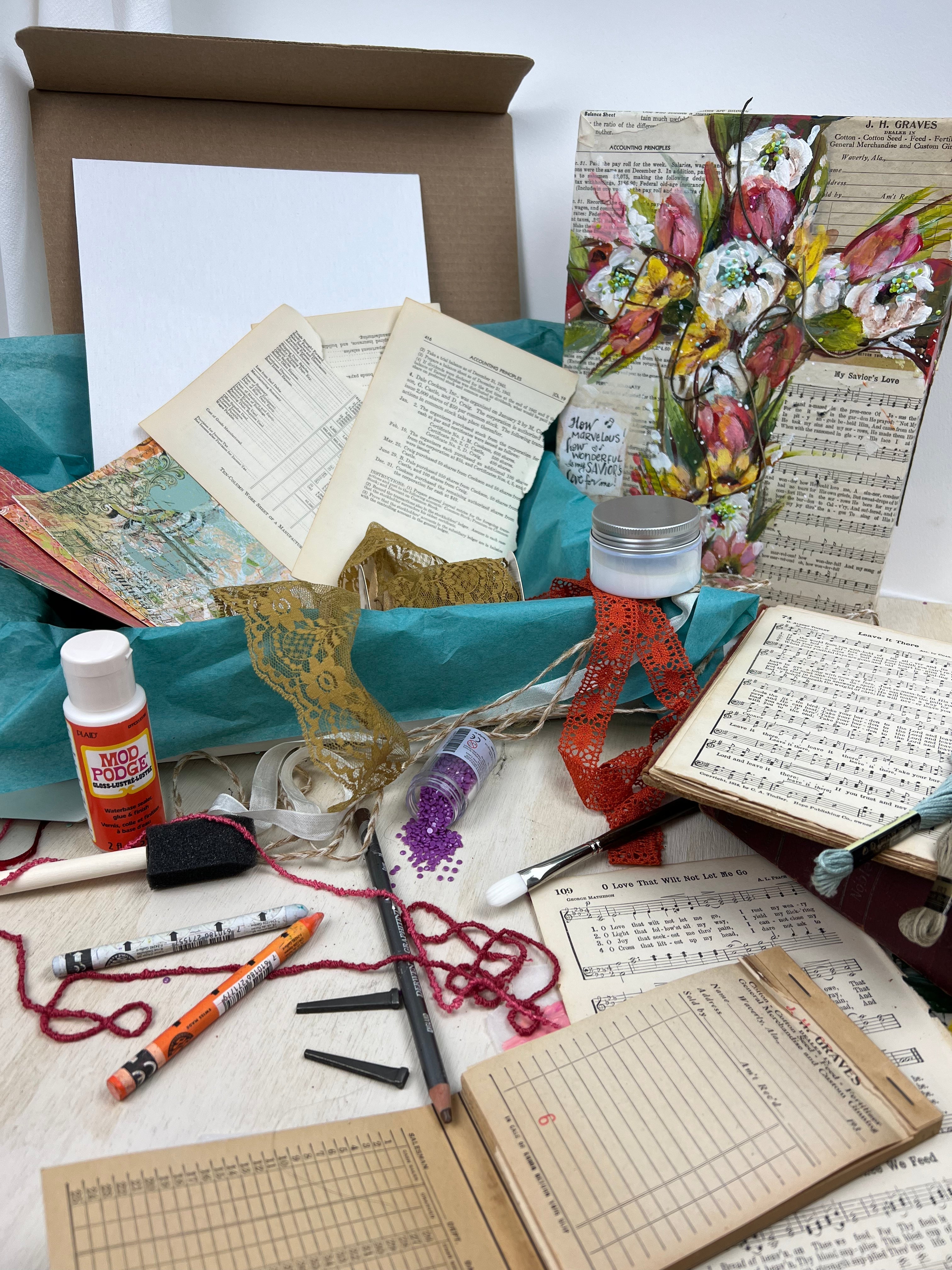 Mixed Media Floral Cross Painting Supply Kit!