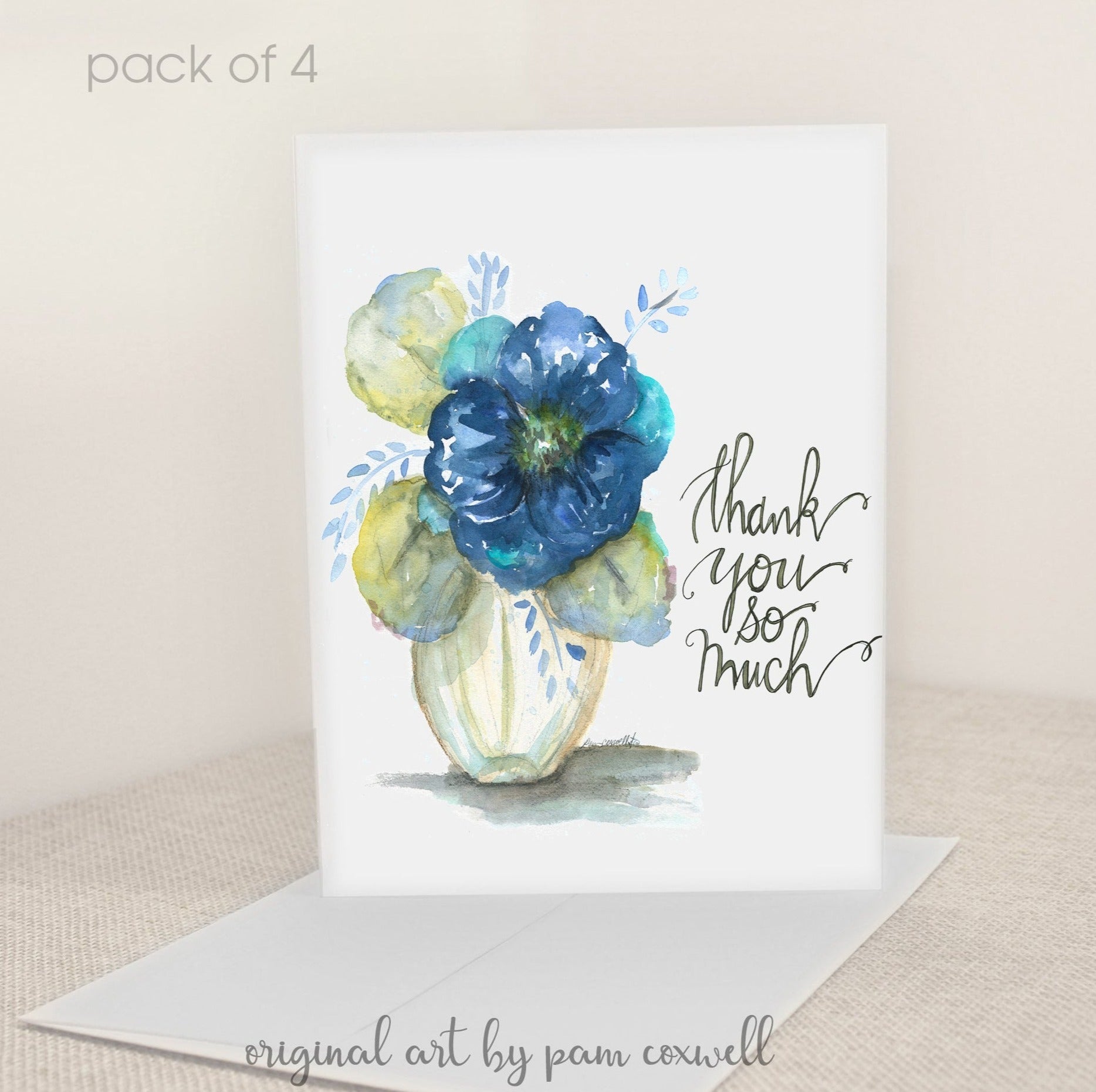 Blue Flower -  Thank You So Much - Notecards